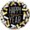 Folieballon 'Happy New Year' Confetti Zwart | 45 cm