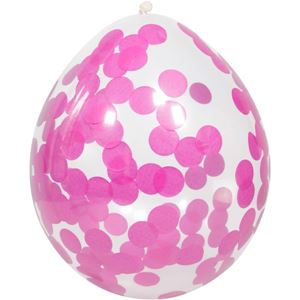 Ballonnen met Roze Confetti 30cm - 4 stuks