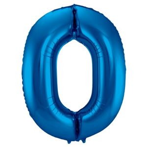 Blauwe Folieballon Cijfer 0 86cm