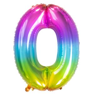 Folieballon Yummy Gummy Rainbow Cijfer 0 81 cm