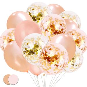 Ballonnen Tros Rose en Confetti Goud | 50 Stuks