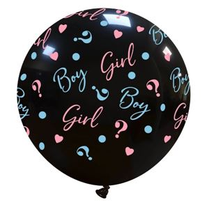Latex Ballon Zwart Boy or Girl Gender Reveal (80cm)