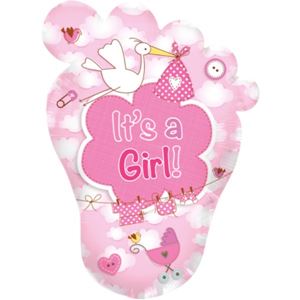 Geboorte Folieballon - Babyvoetje It's a Girl | 65 cm