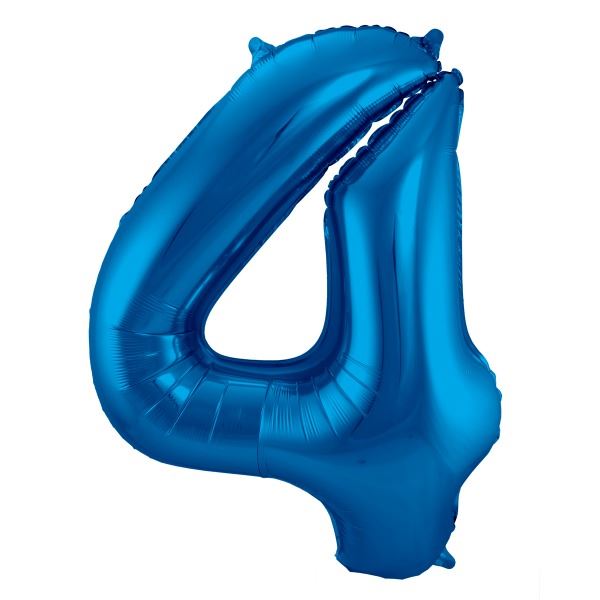 Blauwe Folieballon Cijfer 4 86cm