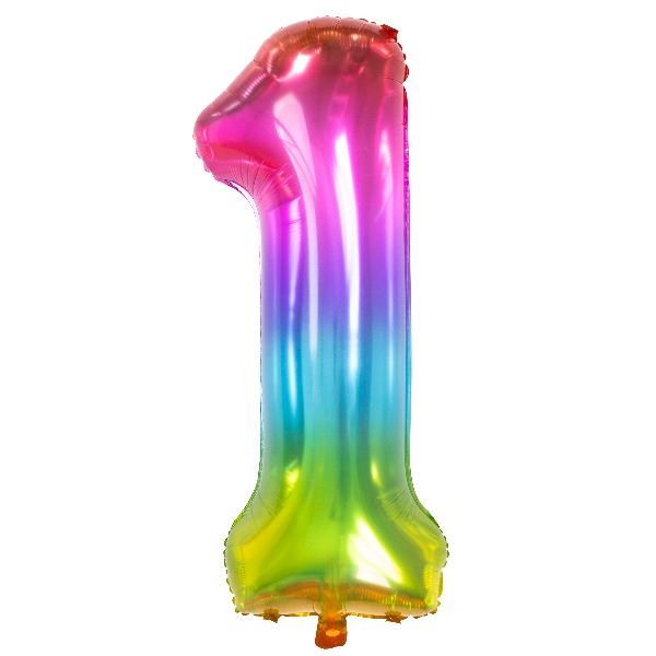 Folieballon Yummy Gummy Rainbow Cijfer 1 81 cm