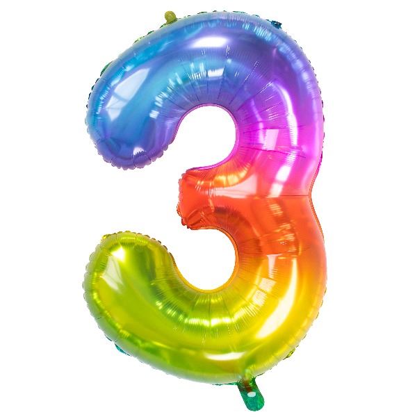 Folieballon Yummy Gummy Rainbow Cijfer 3 81 cm