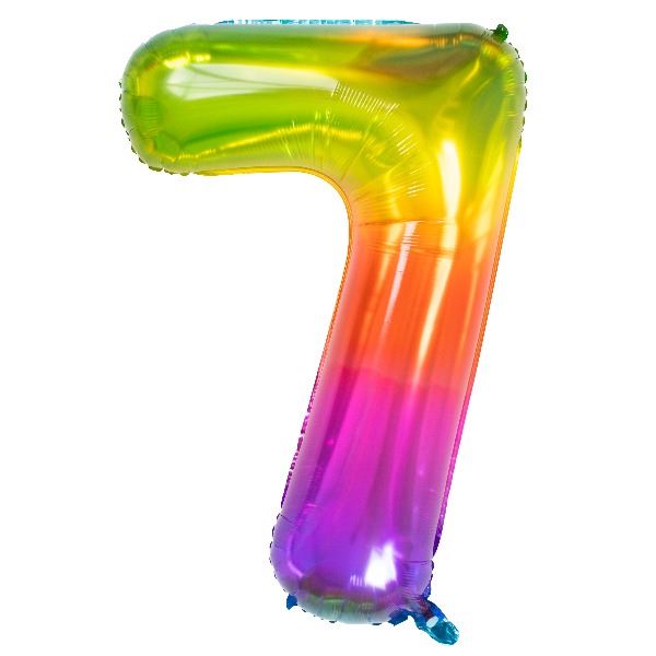 Folieballon Yummy Gummy Rainbow Cijfer 7 81 cm