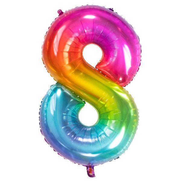 Folieballon Yummy Gummy Rainbow Cijfer 8 81 cm