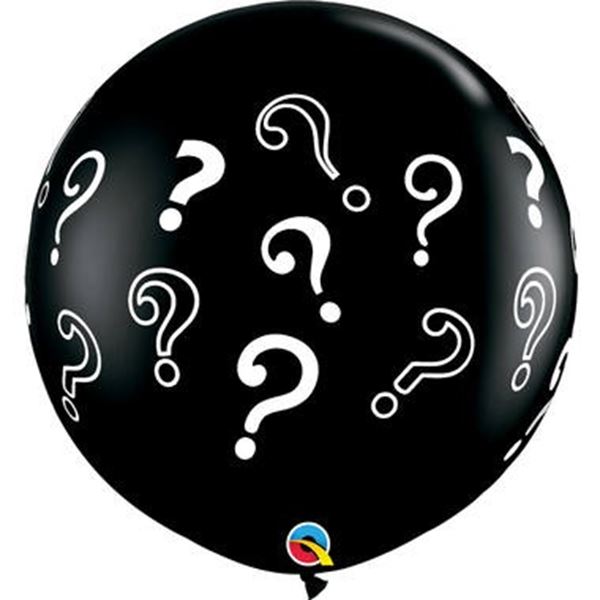  Ballonnen Gender Reveal Vraagtekens Zwart 90cm