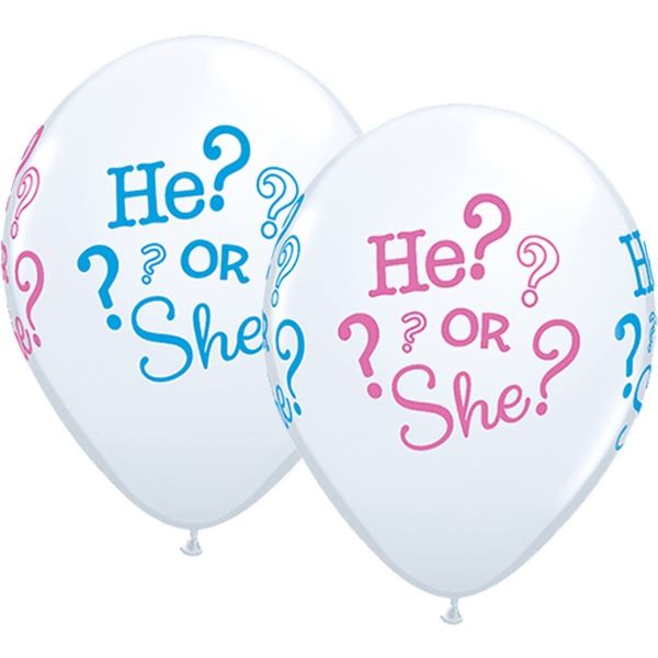 Latex Gender Reveal Ballon He or She? | Wit 30cm