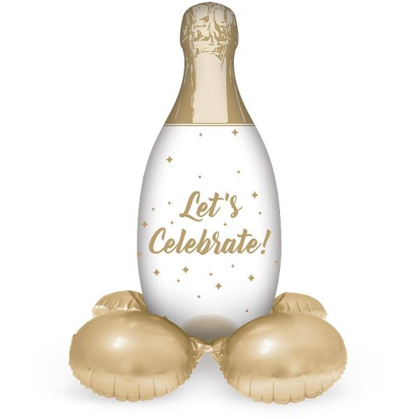 Staande Folieballon Champagnefles Celebrate | 86 cm